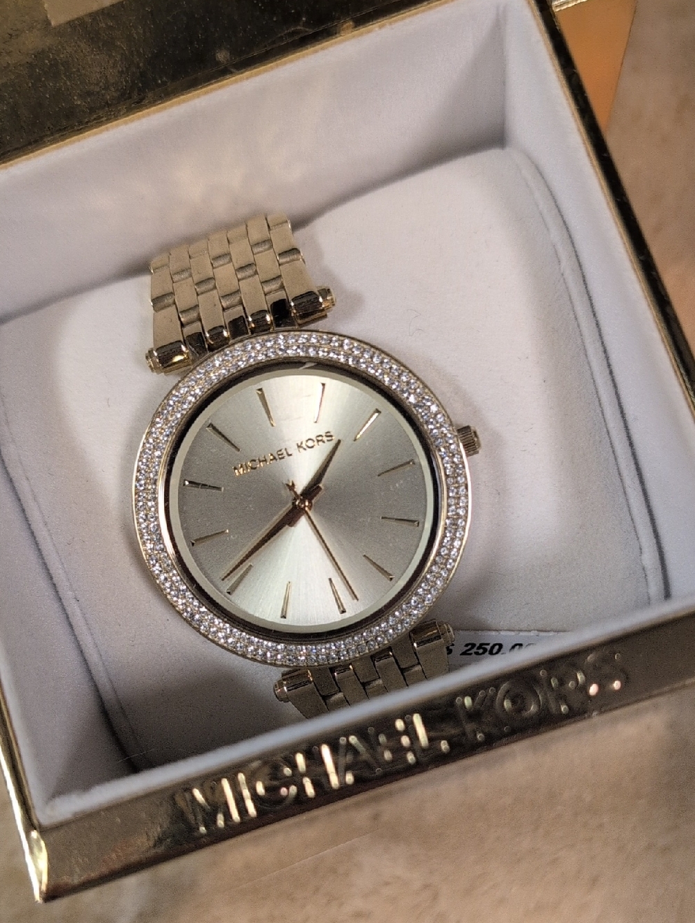 Michael Kors Gold Tone Crystal-Trim Women's Watch